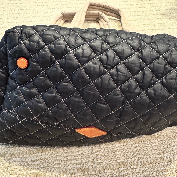 MZ Wallace Quilted Cream and Black Metro Tote Bag - Picture 7 of 8